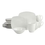 10 Strawberry Street Simply Square 16 Piece Dinnerware Set, Porcelain, White