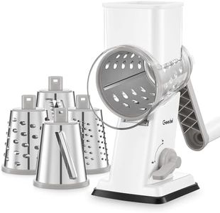 Geedel Rotary Cheese Grater - Upgraded Vegetable Shredder with 4 Interchangeable Blades, Easy to Clean Cheese Shredder with Handle, Kitchen Grater Nuts Grinder for Cutting Cheese, Vegetable, Nuts