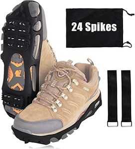 Ice Snow Grips for Boots Spikes Crampons Snow Shoes Ice Grippers Traction Cleats for Footwear with 24 Stainless Steel Spikes for Walking, Jogging, Climbing, Hiking