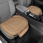 Motor Trend Car Seat Cushion, 2 Pack - Diamond Stitched Faux Leather Seat Covers for Cars Trucks SUV, Beige Padded Car Seat Covers with Storage Pockets, Premium Automotive Seat Covers for Front Seats