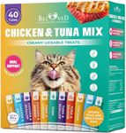 Creamy Lickable Cat Treats & Wet Squeeze Tubes – Tuna Mix, Liquid Cat Snacks, Urinary Care, Multivitamin Treats for Cats & Small Dogs, Lick Up (10 Ounce (Pack of 1), Tuna + Chicken Mix 40 Sticks)