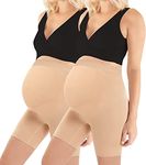 Womens Seamless Maternity Shapewear High Waist Mid-Thigh Pettipant Pregnancy Underwear for Belly Support (Nude+Nude, X-Large)