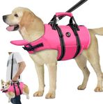 Dogcheer Dog Life Jacket with Zipper and Rescue Handle, Ripstop Puppy Life Vest with Chin Float for Swimming, Adjustable Swim Water Vest for Small Medium and Large Dogs-Pink,XL
