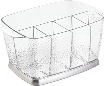 InterDesign Rain Silverware, Flatware Caddy Organizer for Kitchen Countertop Storage, Dining Table - Clear