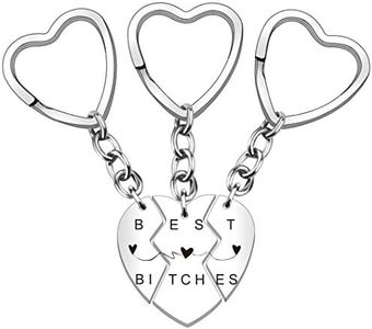 HULALA 3 PCS Best Friends Keyrings for Women Puzzle Heart Pendant Engraved Keychain Friendship Gifts for Leaving Long Distance, Best es, One Size, Modern