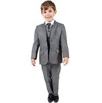 Boys Suits Boys Grey Suit 5 Piece Wedding Party Formal Outfit Pageboy (0-3M - 14Yrs) (8-9 Years)