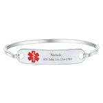 U7 Medical Id Alert Bracelet Men Silver Personalised Wrist Bangle For Women Girls