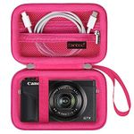 Canboc Camera Case for Canon PowerShot G7 X Mark II/ G7X Mark III Digital 4K Vlogging Camera, Point and Shoot 4K Video Camera Bag, Zipper Mesh Pocket fits USB Cable, Batteries, Rosered