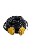 MaxWorks 80841 25 Ft. Heavy Duty 4-Prong Twist Lock 125V/250V 30 Amp L14-30P (Male) L14-30R (Female) Generator Extension Cord, Black and Yellow