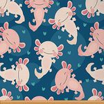 Cute Axolotl Fabric by The Yard, Kawaii Pet Upholstery Fabric, Love Heart Pattern Decorative Fabric, Wild Reptile Animals Indoor Outdoor Fabric, DIY Art Waterproof Fabric, Pink Blue, 10 Yards