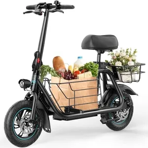 URBANMAX Electric Scooter with Seat, 550W Motor, 18.6MPH Top Speed, 20 Miles Range, Adults Electric Scooter with Large Storage Basket for Pets Dogs and Items，C1S-V1