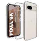 RIGGEAR Shockproof Clear Hybrid Armor Back Cover Case Compatible with Google Pixel 8a (Clear PC + Clear TPU Bumper)