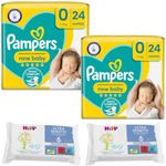 Newborn Nappies Bundle with Pampers Size 0 Premium Protection Premature Diapers Total of 48 Nappies and 2 x 48 Hipp Ultra Sensitive Wet Baby Wipes (Online Exclusive)
