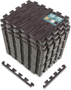 Sorbus Wood Grain Floor Mats Foam Interlocking Mats Each Tile 1 Square Foot 3/8-Inch Thick Flooring Wood Mat Tiles - Home Office Playroom Basement Trade Show (16 Tiles,16 Sq ft, Wood Grain - Carbon)