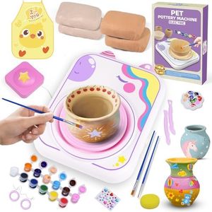 weirtoya Pottery Wheel for Kids -Arts & Crafts Painting Set for Ages 6-12，Pottery Studio Kit with 4 Pack Air-Dry Clay，Art Supplies for Kids Toys Girls Birthday Gift for 6 7 8 9 10 11 12+(Purple)