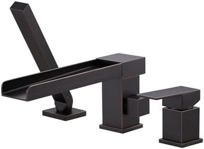 Waterfall Roman Tub Faucets,Bathtub Deck Mount Tub with 360° Spout,Modern Bathroom Jacuzzi Tub Faucet Set 3-Holes for Soaking Tub with Sprayer,Oil Rubbed Bronze