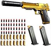 Toy gun with soft bullets, toy gun with ejectable magazine for safety training or play - unique gift (gold)