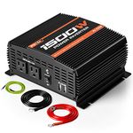 POTEK Power Inverter Dual AC Outlets 12V DC to 110V AC Car Inverter with USB Port (1500W)