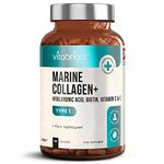 Marine Collagen Supplements for Women & Men, 120 Hydrolysed Marine Collagen Capsules with Hyaluronic Acid (Halal Collagen Tablets Not Collagen Gummies or Powder) VitaBright Marine Collagen Peptides