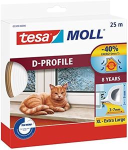 tesa 05389-00000-00 05389-00000-00-Burlete para puertas y ventanas, color blanco, 9 mm, 25 m x 9 mm x 7 mm
