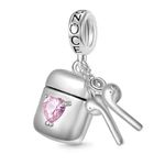 GNOCE Earphone Box Triple Pendant Charm 925 Sterling Silver Dangle Charms for Charms Bracelet Jewelry Gift For Women Girls Wife Daughter Fit Snake Chain Bracelets/Necklace