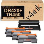 v4ink Compatible Toner Cartridge and Drum Unit Replacement for Brother TN450 TN420 DR420 use with HL-2270dw HL-2280dw HL-2230 HL-2240d MFC-7240 MFC-7360n MFC-7860dw 4 Packs (1 Drum 3 Toner) (Black)