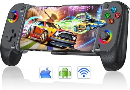 Wireless Phone Controller for iPhone/Android with Hall Joystick, RGB Controller for iPhone Support Xbox Game Pass, PlayStation, Steam Link, Call of Duty, Minecraft, Roblox, Cloud Android Controller