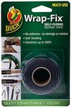 Duck Tape Wrap-Fix Self-Fusing Repair Tape | Self Amalgamating | Self Bonding for Plumbing | Leaking Pipe Repair Tape | Rubber Tape | Waterproof Black 25mm x 3m