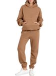 ANRABESS Womens 2 Piece Outfits Lounge Hoodie Oversized Sweatshirt Jogger Sweatpants Y2K Tracksuit Sweatsuit Set Fall Clothes, Coffee, Large