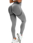 INSTINNCT Womens Leggings Yoga Pants Legging High Waist Butt Lift Booty Tummy Control Workout Pants Yoga Sport Gym Activewear (#2 Smile Booty Gray,S)