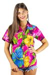 V.H.O. Funky Hawaiian Blouse, Big Flower, Pink, S