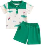 Endorothii Toddler Baby Boy Pique Polo Shirts Shorts Outfit 3 6 12 18 Months 2T 3T Boys Clothes Summer Clothing Set, Golf Polo & Green Shorts, 12-18 Months