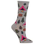 Hot Sox womens Novelty Floral Casual Crew Socks, Bear Tent (Sweatshirt Grey), 4-10