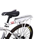 Enkrio Adjustable Bike Rear Cargo Rack Equipment Stand Footstock Bicycle Carrier Rack Bicycle Accessories Seat Post 110Lb Capacity (White)