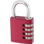 ABUS Combination lock 145/40 red - suitcase lock, locker lock, etc. - aluminum padlock - individually adjustable number code - ABUS -Safety level 4