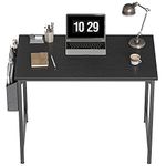 CubiCubi Study Computer Office Desk 100x50cm Home Office Writing Small Desk, Modern Simple Style PC Table, Black Metal Frame, Deep Brown