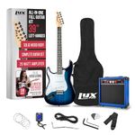 LyxPro Left Hand 39 Inch Electric Guitar and Starter Kit for Lefty Full Size Beginner’s Guitar, Amp, Six Strings, Two Picks, Shoulder Strap, Digital Clip On Tuner, Guitar Cable and Soft Case - Blue