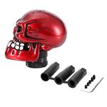 Fydun Skull Gear Shift Knobs Red, Gear Shift Knob, Skeleton Skull Head Car Modified Gear Shift Knob Stick Lever Shifter Universal Shift Knob Cover Handbrake Grip Interior Decor(Red)