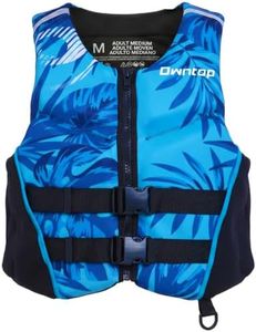 Owntop Neoprene Swim Vest Adult, Kayak Vest for Men Women, Swimming Jacket with Reflective Strips Water Sport Jackets for Canoeing, Kayaking, Paddleboarding (Blue Palm, S)