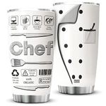 ZOXIX Chef Tumbler 20oz Insulated Cups Culinary Gifts For Women Stainless Steel Travel Cup With Lid Cooking Lovers Gift Ideas Chef Uniform Coffee Mug Funny Saying Insulated Tumbler