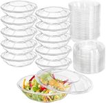 Mezchi 50 Pack Plastic Salad Bowls with Lids, 18 oz Disposable Salad To-Go Container for Lunch, Clear Acai Bowls for Takeout Fruits, Meal Prep, Nuts, Serving, and Mixing