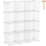 C&AHOME Cube Storage 12-Cube Storage Organizer Metal Stackable Storage BinsModular Bookcase DIY Closet Cabinet