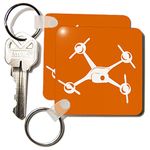 3dRose Orange Drone, Small Unmanned Aerial Vehicle Key Chains, 2.25" x 2.25", Set of 2 (kc_179887_1)