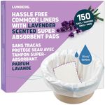 Lunderg Commode Liners with Lavender Scented Absorbent Pads - Value Pack 150 Count Universal Fit - Disposable Bedside Commode Liners and Pads for Adult Commode Chairs & Portable Toilets