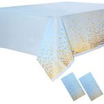 FuninCrea 2 Pack Gold Dot Tablecloths Table Covers Party Tablecloths 54 x 108 Inches Dot Confetti Table Cloths for Indoor or Outdoor Birthday Party/Weddings (Blue)