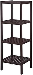 SONGMICS 4-Tier Bamboo Bathroom Shelf, Narrow Shelving Unit, Multifunctional Storage Rack, Corner Rack, for Kitchen, Living Room, Bedroom, Entryway, Bathroom, Brown UBCB54C