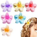 6Pcs Hawaiian Flower Hair Clip，Strong hair clips，Plumeria claw clips，Hibiscus hair accessories，Flower Hair Clips，Clips for Wedding Party Beach Decoration Headwear（multicolor）