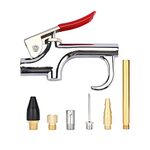 AIRTOON Air Blow Gun Set with 6 Interchangeable Nozzles, Blow Gun with Rubber and Safety Tip Nozzles, 7 Pieces Air Blow Gun Accessories Kit