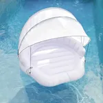 Comfy Floats Inflatable Cabana - 2 Person Pool Float with Detachable Fabric Sun Shade, Backrest, Built in Cup Holders, and Grab Rope, White