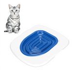 Cat Toilet Training System - Universal Reusable Trainer Kit to Teach Your Pet to Use the Toilet - Removable Design (White Tray, 1 Blue Inner Support)